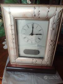 orologio da tavolo in foglia argento 800 e legno 