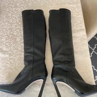 Stivali neri al ginocchio da donna in vera pelle