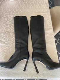 Stivali neri al ginocchio da donna in vera pelle