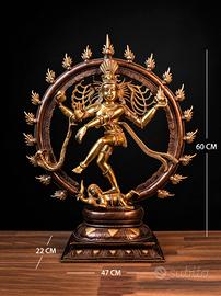 Statua Shiva Nataraja Ottone Lavorato A Mano