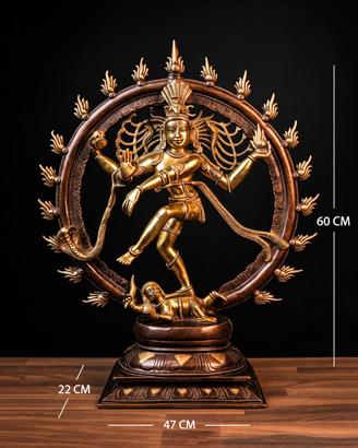 Statua Shiva Nataraja Ottone Lavorato A Mano