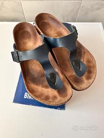 Infradito pelle blu Birkenstock