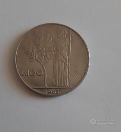 Moneta 100 lire anno 63