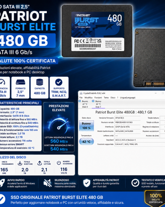 SSD SATA 2,5" Patriot Burst Elite 480 GB – 100%