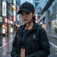 Yurei Cappello Custom Black Tech-Goth Nodi & Beads