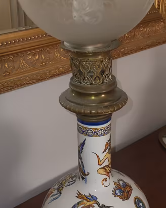 lampada ceramica e ottone vintage 