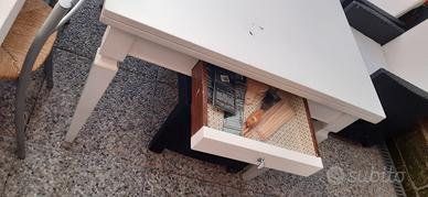tavolo in noce verniciato bianco allungabile 