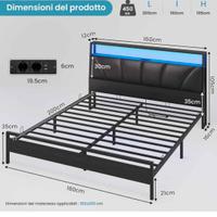 letto matrimoniale con led