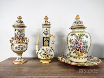 3 vasi in ceramica Deruta decorati a mano vintag