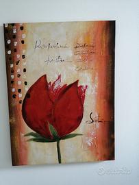Quadro su tela soggetto fiore firmato "SETA" 