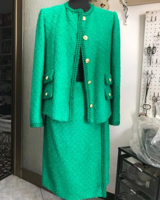 Tailleur donna in pura lana verde smeraldo. Tg 44