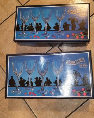 4 bicchieri acqua+4 bicchieri vino, di cristallo