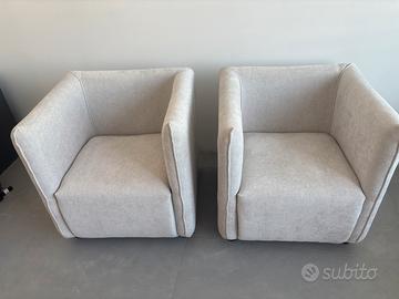 Poltrona tessuto bianco/grigio nuova