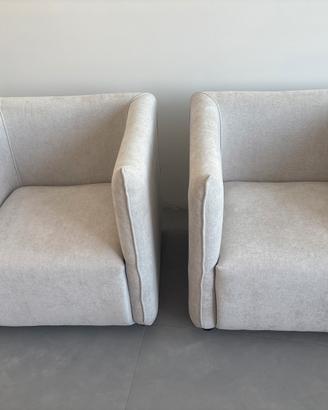 Poltrona tessuto bianco/grigio nuova
