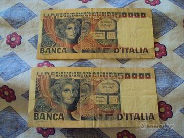 carta moneta lire 50000 volto di donna