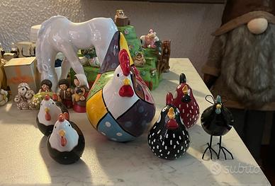 Statuine galline in ceramica 