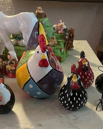 Statuine galline in ceramica 
