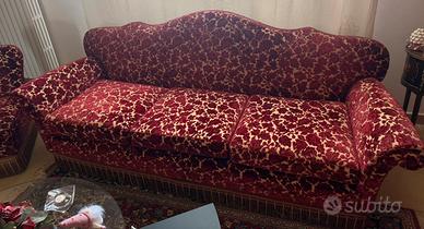 Divano 3 posti + poltroncina in velluto vintage