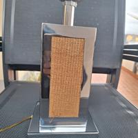 Lampada anni 70 cromo rattan 