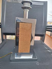 Lampada anni 70 cromo rattan 