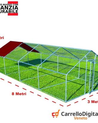 Recinto per Galline 3x8 m x h 2 m – 24 mq bordeaux