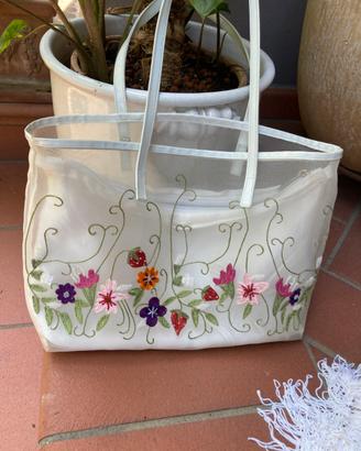 Borsa shopping e stola Braccialini Ricamate a mano