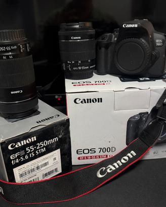 Macchina Canon EOS 700D, EF-S 18-55, EF-S 55-250,