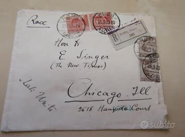 Busta Raccomandata 1923 ROMA - CHICAGO (Timbri Arr