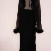 Tubino Da Sera Nero T46 + Coprispalle Piume T42