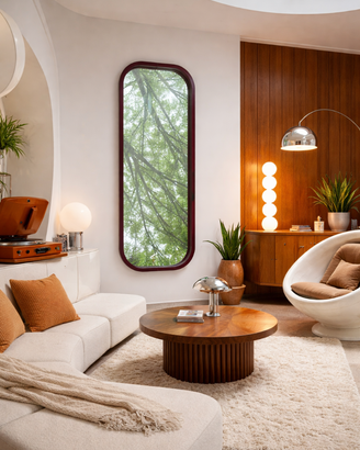 Specchio vintage anni 70 in legno curvato
