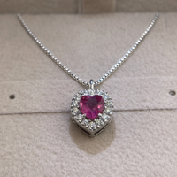Collana oro bianco 18kt pendente a cuore in rubino
