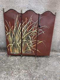 Para scintille paracamino antico in ferro dipinto