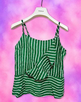 Top Mohito verde righe con volant TG 34 XS/S
