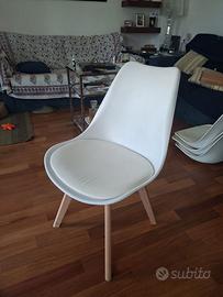 Set di 4 sedie bianche con imbottitura
