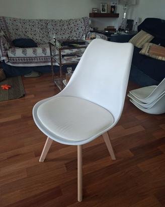 Set di 4 sedie bianche con imbottitura