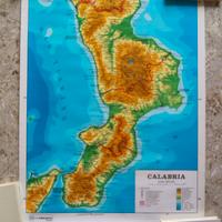 Carta fisico politica bifacciale Calabria