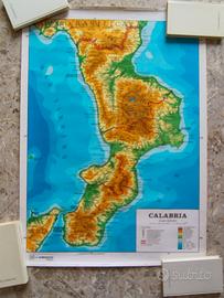 Carta fisico politica bifacciale Calabria