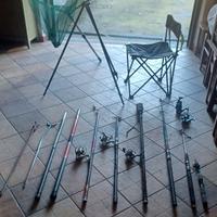 SET PESCA CANNE MULINELLI E ACCESSORI VARI USATI