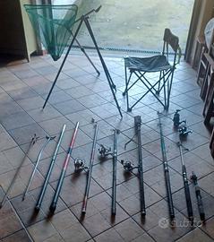 SET PESCA CANNE MULINELLI E ACCESSORI VARI USATI
