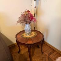 Tavolino tondo in legno intarsiato