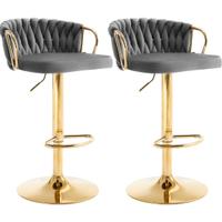 set 2 sgabelli bar moderni grigio e oro 
