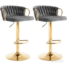 set 2 sgabelli bar moderni grigio e oro 