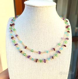 Collana granato e cristalli 