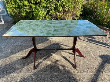 Tavolo anni 50 vintage mogano vetro