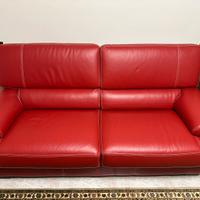 Divano letto in pelle rosso