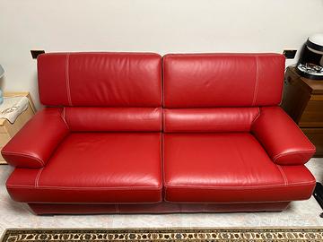 Divano letto in pelle rosso