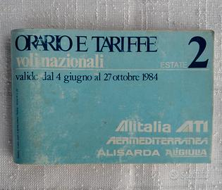 Raro Orario Alitalia ATI 1984 Voli Nazionali