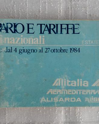 Raro Orario Alitalia ATI 1984 Voli Nazionali