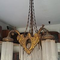 Lampadario d'epoca anni 30 in ottone funzionante