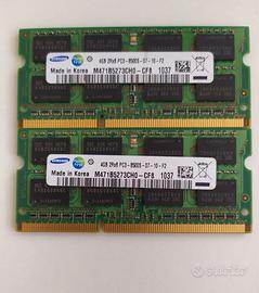 Memoria RAM SODIMM Samsung 2x4GB 2Rx8 PC3 - 8500S